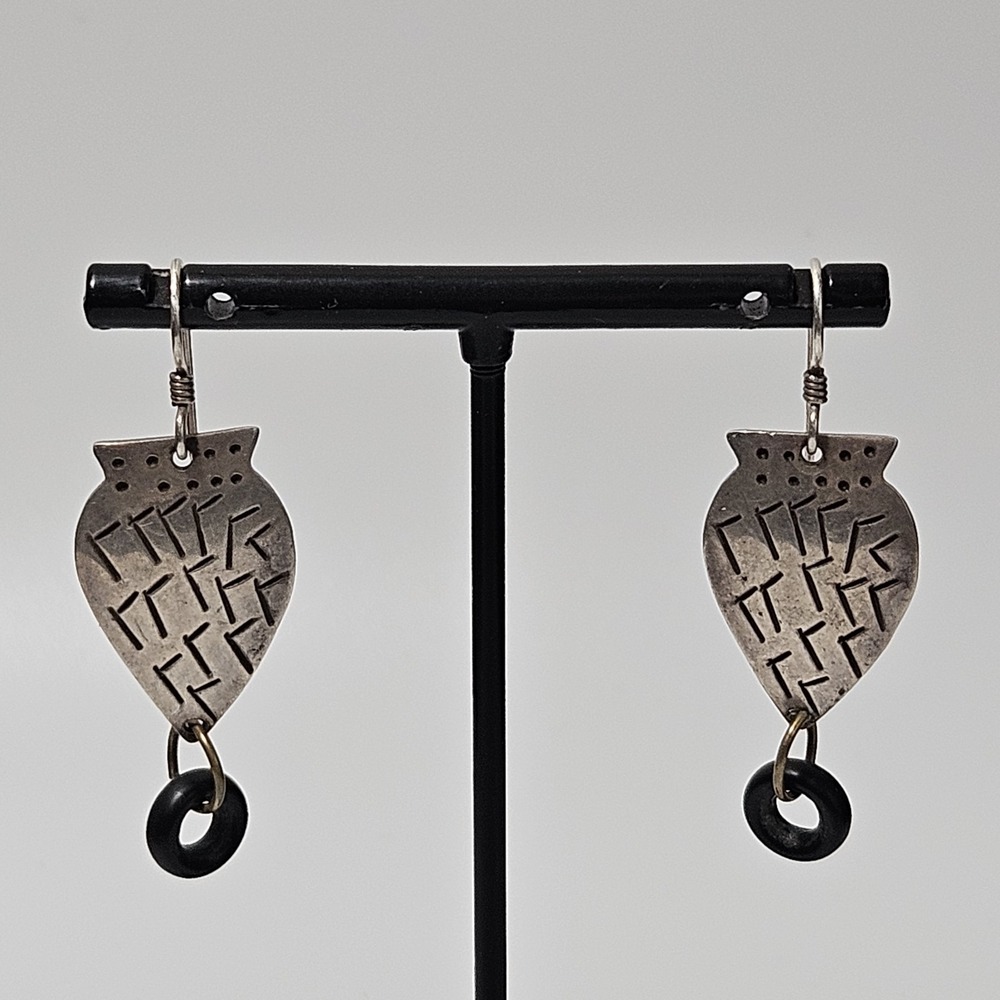 Sterling Silver Mexico Earrings Dangle Abstract Modern